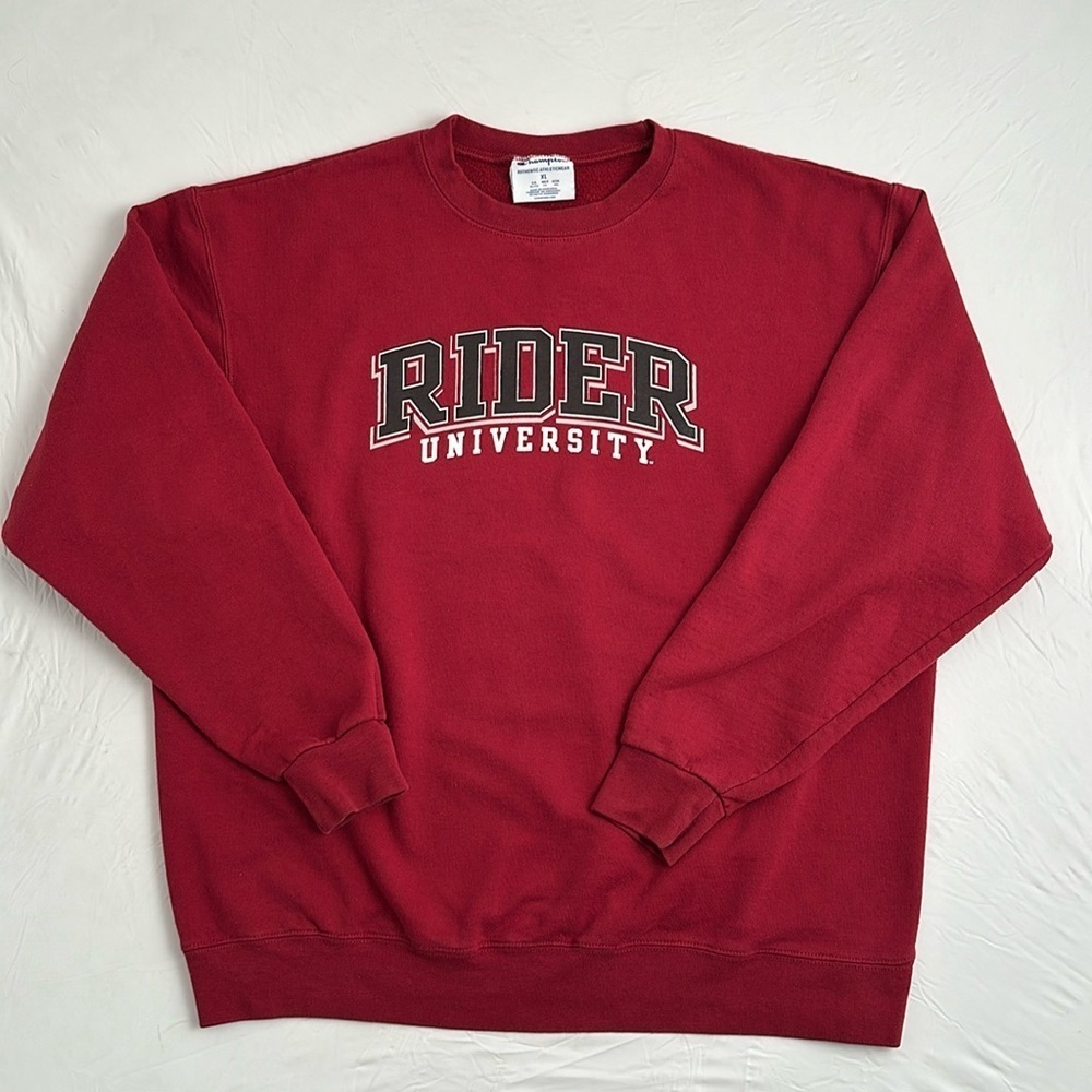Champion Rider University cranberry crew neck logo pullover sweatshirt